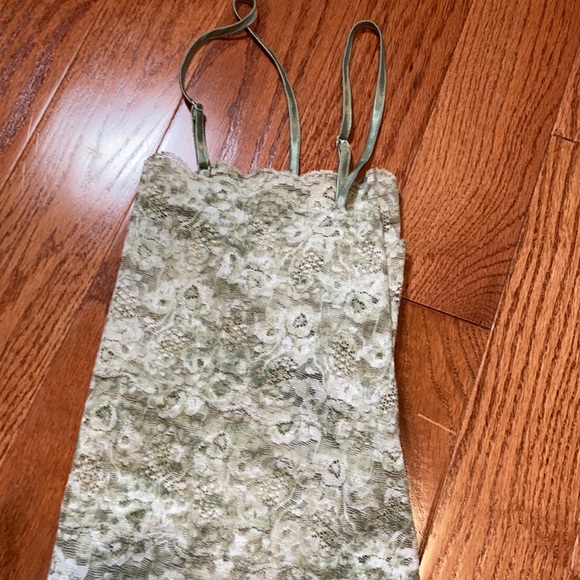 Green lace band camisole top w/ satin straps 90s - Picture 6 of 7